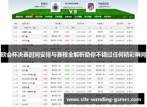 欧会杯决赛时间安排与赛程全解析助你不错过任何精彩瞬间